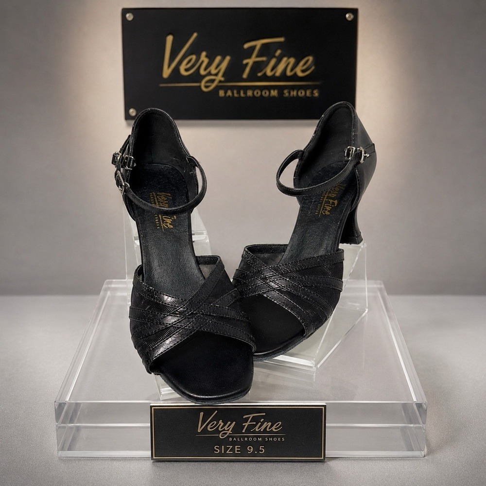Very Fine Ballroom Latin Tango Salsa Shoes Women's Cuban Heel Size 9 Black